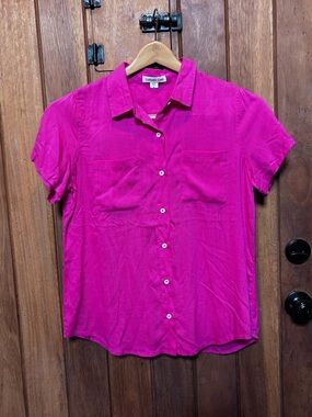 Coldwater Creek Pink Short-Sleeve Button-Front Shirt